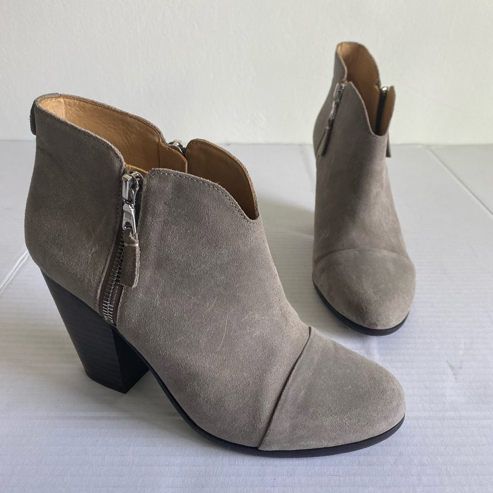 Rag & bone Margot Suede Taupe Ankle Boot Size 8 Western Boho